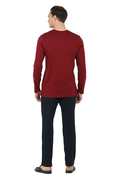 Damat Σετ πιτζάμες Ds Damat Regular Fit Βαμβακερή Πιτζάμες CLARET RED