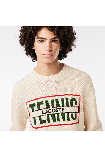 Lacoste Чоловічий класичний крій з довгими рукавами, велосипедний комір, принт, білий трикотаж