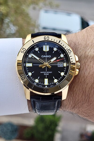 Casio Kasası Altın Kordonu Siyah Renk 2 Yıl Garantili Erkek Kol Saati