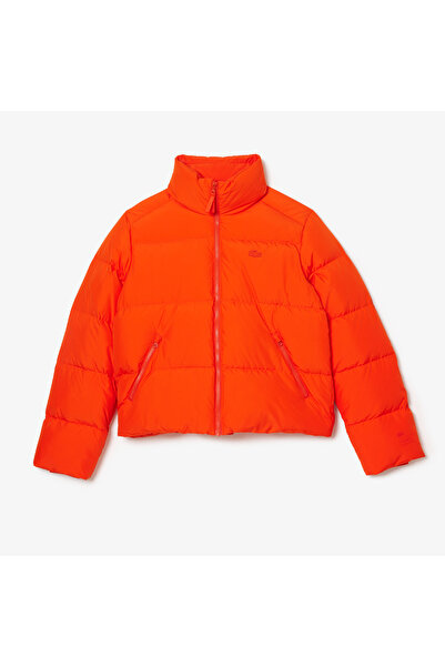 Lacoste Kadın Kapüşonlu Kapitone Turuncu Mont