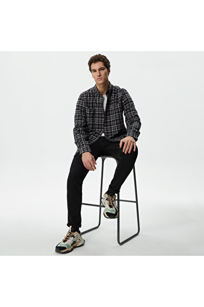 Lacoste Erkek Regular Fit Düğmeli Yaka Ekose Siyah Gömlek