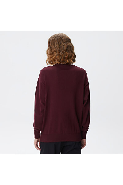 Lacoste Kadın Regular Fit Bisiklet Yaka Baskılı Kırmızı Kazak