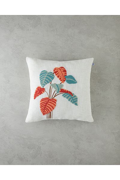 English Home 45X45 cm Ecru Meander Punch Embroidered Throw Pillow Cover