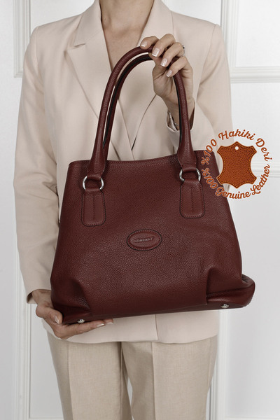GÖNDERİ(R) Kadın Bordo Floter Hakiki Deri El Ve Omuz Çantası