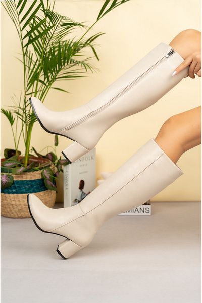 TOLGSHOES Μαύρες γυναικείες μπότες με φερμουάρ μέχρι το γόνατο. Ταιμι