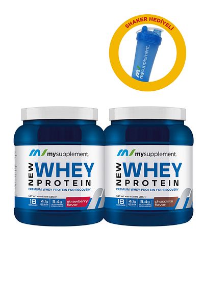 MYSUPPLEMENT Advantage Pack of 2 Whey Protein Powder Shaker Gift (Chocolate - Strawberry)