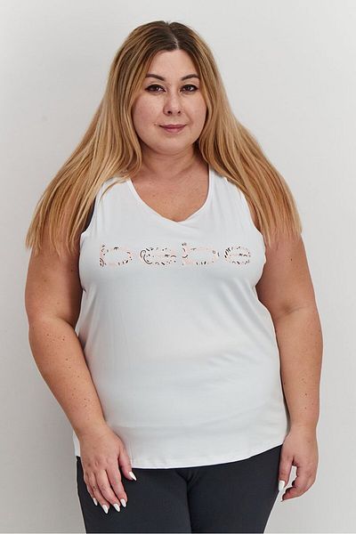 Bebe Women Plus Size Brand Logo Sleeveless Top, White