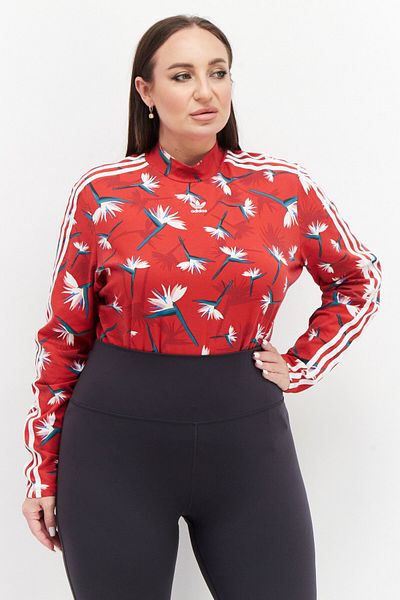 Adidas Originals Women Plus Size Brand Logo Bodysuit, Red Combo