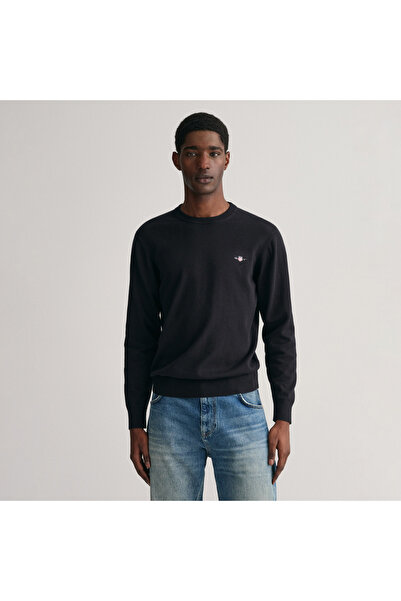 Gant Erkek Siyah Regular Fit Bisiklet Yaka Kazak