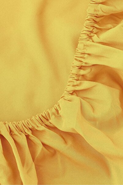 Rivaİstanbul Yellow Cotton Single Bed Sheet - Elastic, 100x200