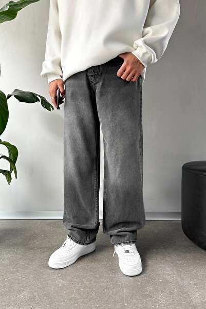 Flaw Wear Acid Wash Basic Baggy Jean Antrasit