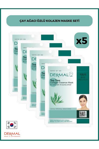 Dermal 5 Pieces 23 gr TeA Tree ExtrAct CollAgen MAsk