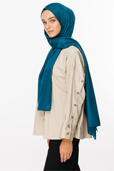 Mooncorn Petrol Blue Forever Pattern Γυαλιστερό Σάλι Ζακάρ