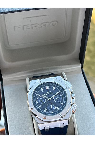 FERRO Silicone Cord Inner Functions Active 30 Mt Water Resistant Men's Wristwatch Efm.43001-Dj