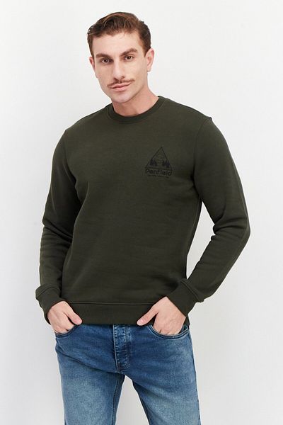 Penfield Men Crew Neck Long Sleeves Brand Logo Sweatshirt, Olive