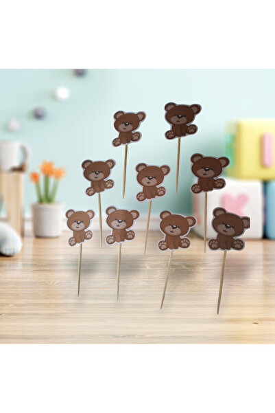 Büşra Süsleme Ayıcık Temalı Kürdan Pasta Süsü,Cupkek 15 'li