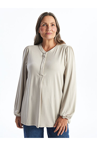 LC Waikiki Gray Crew Neck Women's Blouse