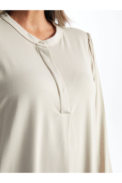 LC Waikiki Gray Crew Neck Women's Blouse