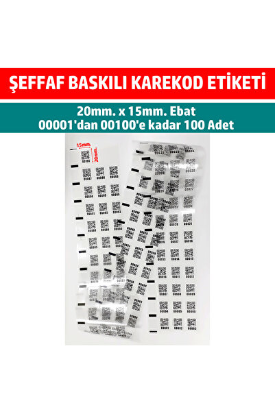 DİJİTAL BARKOD Şeffaf Baskılı Etiket Karekod Barkod Seri Numaralı Envanter, D...