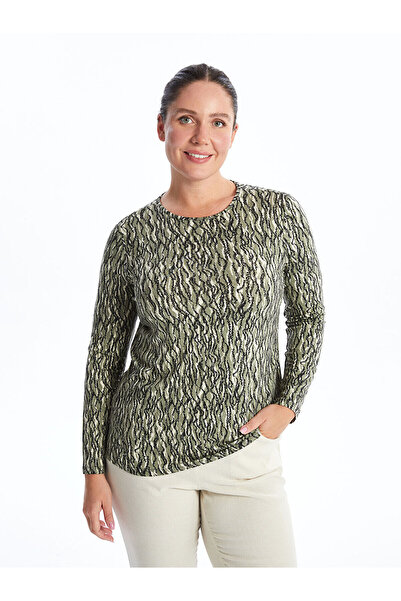 LC Waikiki Beige Crew Neck Patterned Women's T-Shirt