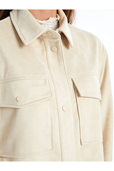LC Waikiki Peak New Season Shirt Collar Women's Suede Look Jacket