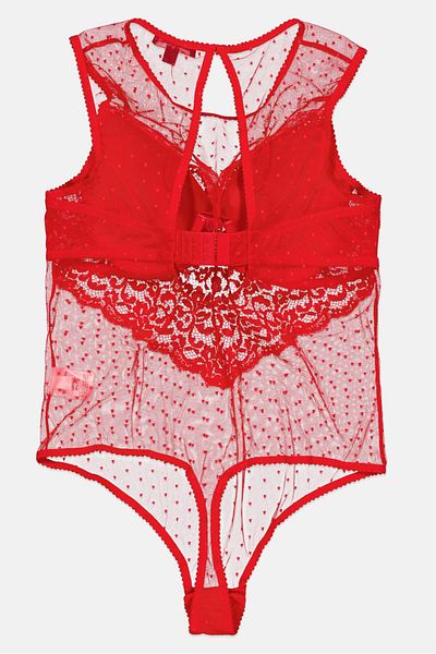 INC Women Sleeveless Sheer Bodysuit, Red
