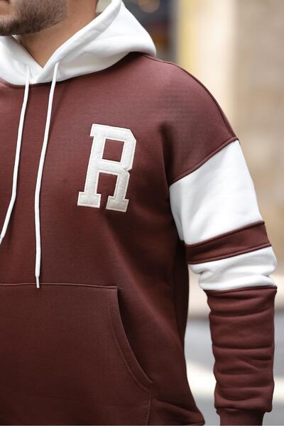 Valiberta Спортен суитчър с шнур и детайли от плат - Кафяв