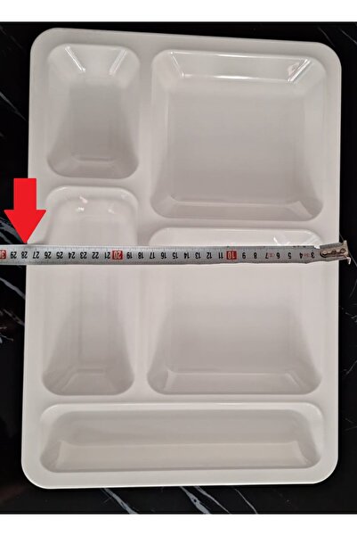 hürpa tedarik Beş Bölmeli %100 Polikarbon Tabldot Tabağı Beyaz 50 Adet