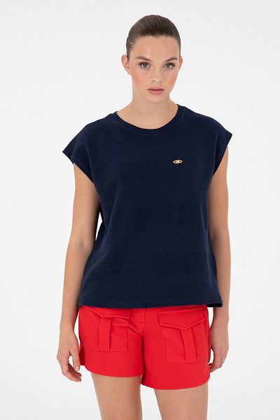 U.S. Polo Assn. Tricou de damă bleumarin cu gât crew 50281947-VR033