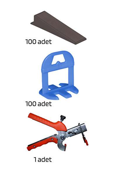 sofdekor Seramik Seviye Tespit Derz Artısı Uygulama Seti(100 SEVİYE ARTISI 2.5MM ,100 TAKOZ, 1 PENSE)