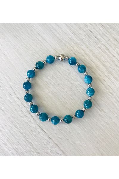 MK tasarım Mk Design Real Apatite Bracelet - Small Intermediate Gems Are Hematite Stone Mkt45002