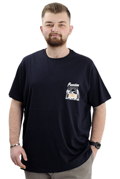 ModeXL Tricou cu imprimeu pentru bărbați Mode XL, cu gât rotund, FREEDOM U240...