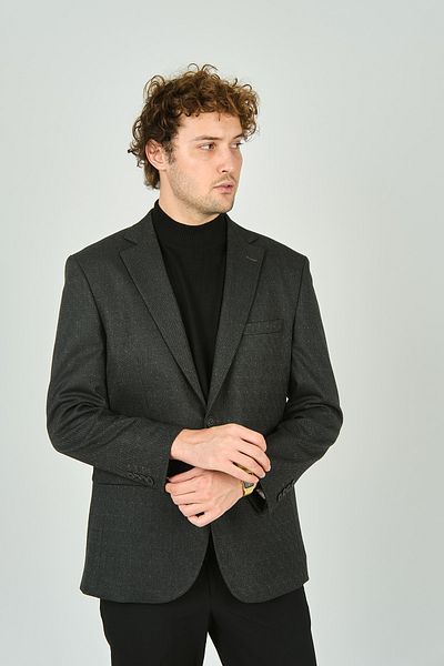 GİO Мъжко вълнено яке Gio 1860 Smoke - класическа кройка, стандартна кройка