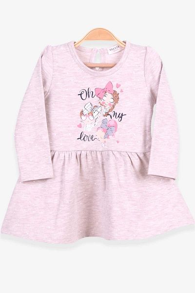 Breeze Girl's Long Sleeve Dress Baby Printed Patterned 1-4 Years, Beige Melange