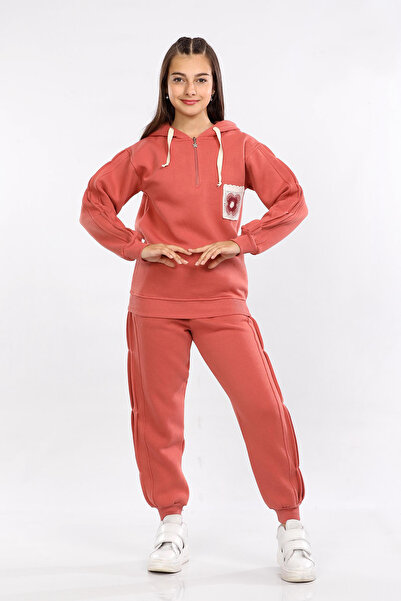 MORNIO Κοριτσίστικο σετ χειμερινής φόρμας τριών κλωστών Dusty Rose MRN71119