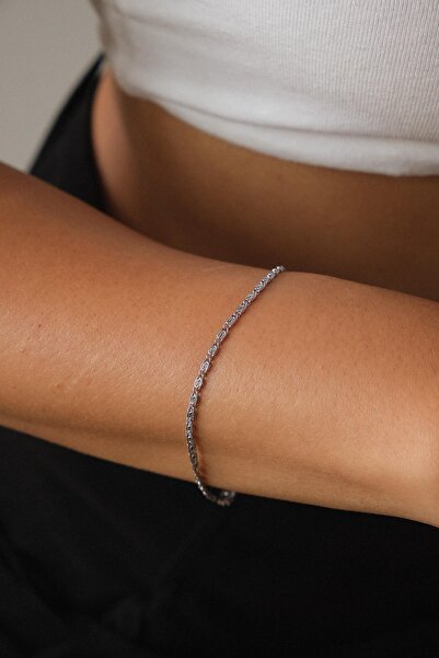 ByFlorya Jewelry Çelik İnce Ataç Model Zincir Bileklik Minimal Zincir Salyan...