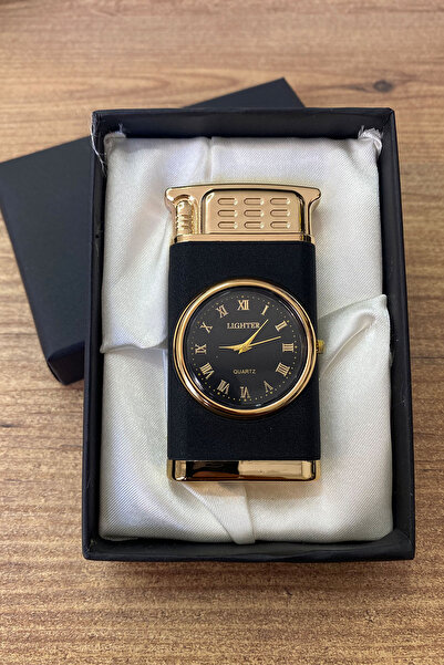 CİYU Saatli Işıklı Çakmak Gold-siyah Renk