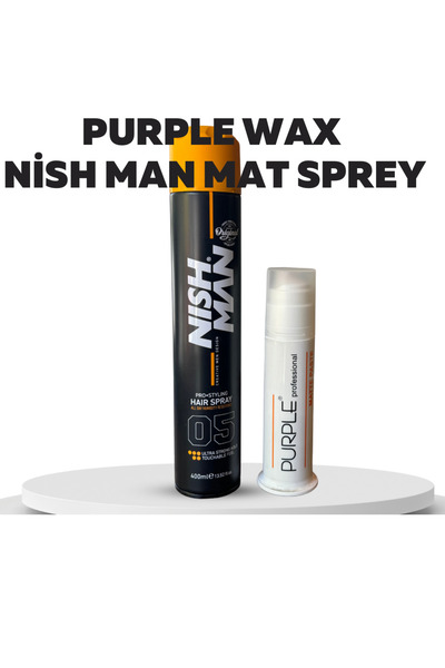 Purple Professional Saç Şekillendirici Mat Wax 100 ml Nish Man Mat Sprey 400 ml