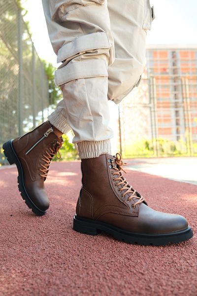 Riccon Men's Zippered Boots 0012695   Tan