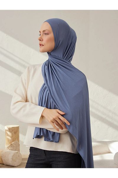 Femple Modest Premium Jersey Shawl - Denim Blue, 150x50 cm, Hijab