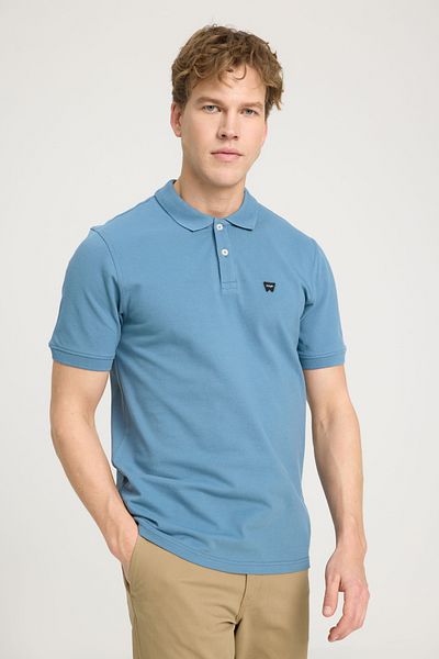 WRANGLER Světle modré Polo límec 100% bavlna Regular Fit tričko