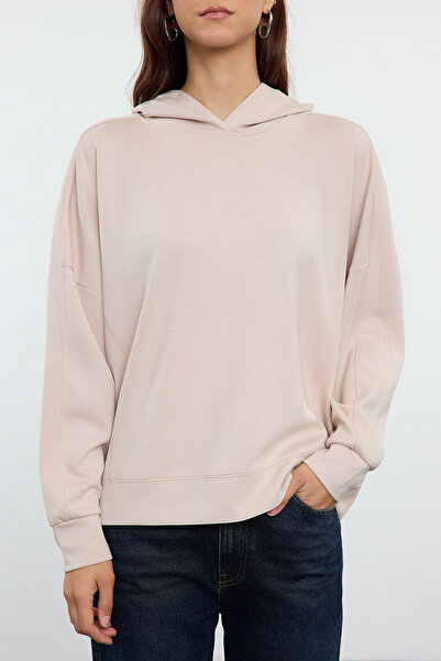 Trendyol Collection Comfortable Fit Soft Buttoned Hooded Knitted SWeatshirt - TWOAW25sw00058