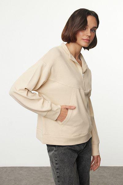 Trendyol Collection Pletená mikina v barvě kamene - TWOAW25SW00155
