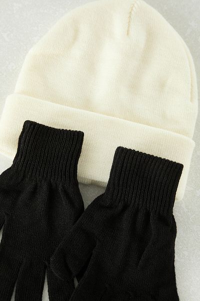 Edit by Trendyol Set 2dílných měkkých rukavic Unisex Black-Ecru