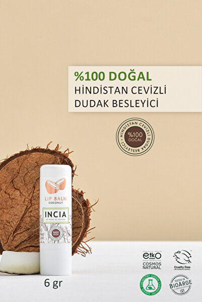 Incia 100% přírodní rty výživný kokosový bylinný hydratační krém na rty 6 g