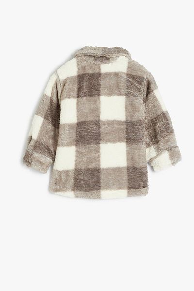 Koton Weiße karierte Baby-Jungenjacke 5WMB20004TK