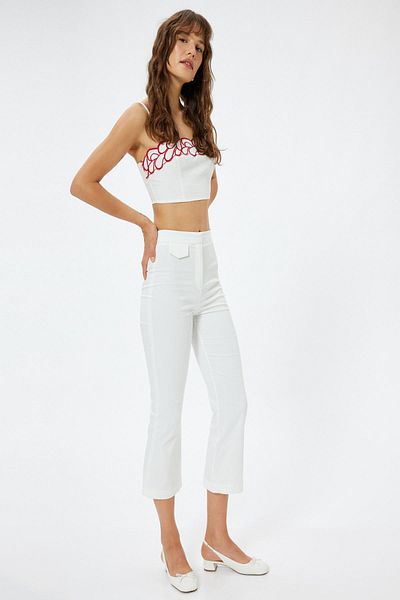 Koton Off-White Damenhose 4SAK40287UW