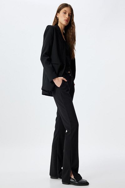 Koton Women's Black Trousers 5Wak40048Ek