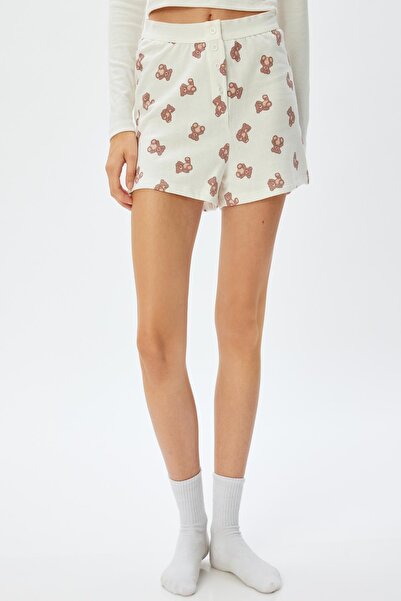Koton Ekru Desenli Kadın Şort & Bermuda 5WLK80044MK