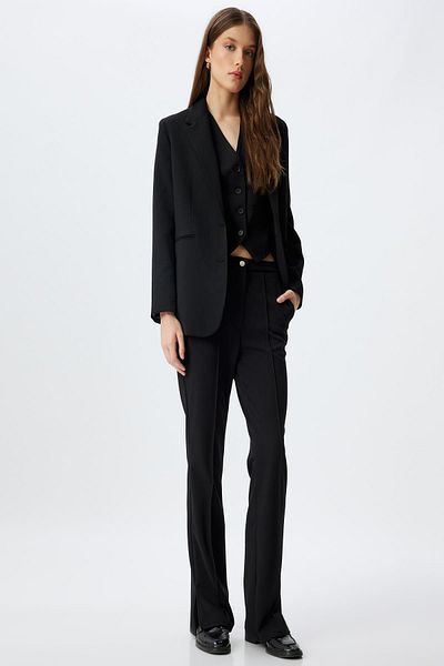 Koton Women's Black Trousers 5Wak40048Ek
